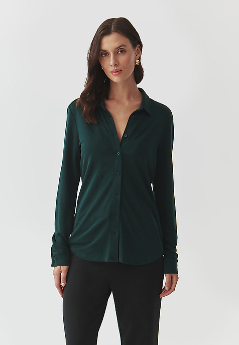 LADIES' KNITTED SHIRT WITH COLLAR — GANKO GREEN 2