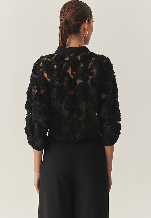 SHORT SHIRT WITH FLORAL DECORATION -BRINI 1 SHORT SHIRT WITH FLORAL DECORATION -BRINI 1 BLACK 3