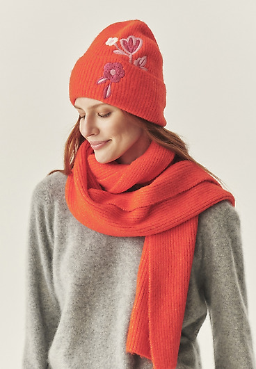 POMARAŃCZOWA CZAPKA Z DOMIESZKĄ WEŁNY - OKINI POMARAŃCZOWA CZAPKA Z DOMIESZKĄ WEŁNY - OKINI