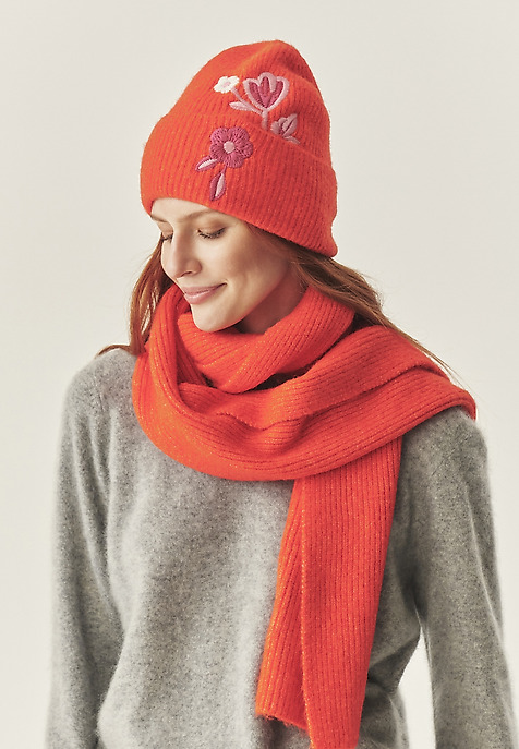 POMARAŃCZOWA CZAPKA Z DOMIESZKĄ WEŁNY - OKINI POMARAŃCZOWA CZAPKA Z DOMIESZKĄ WEŁNY - OKINI