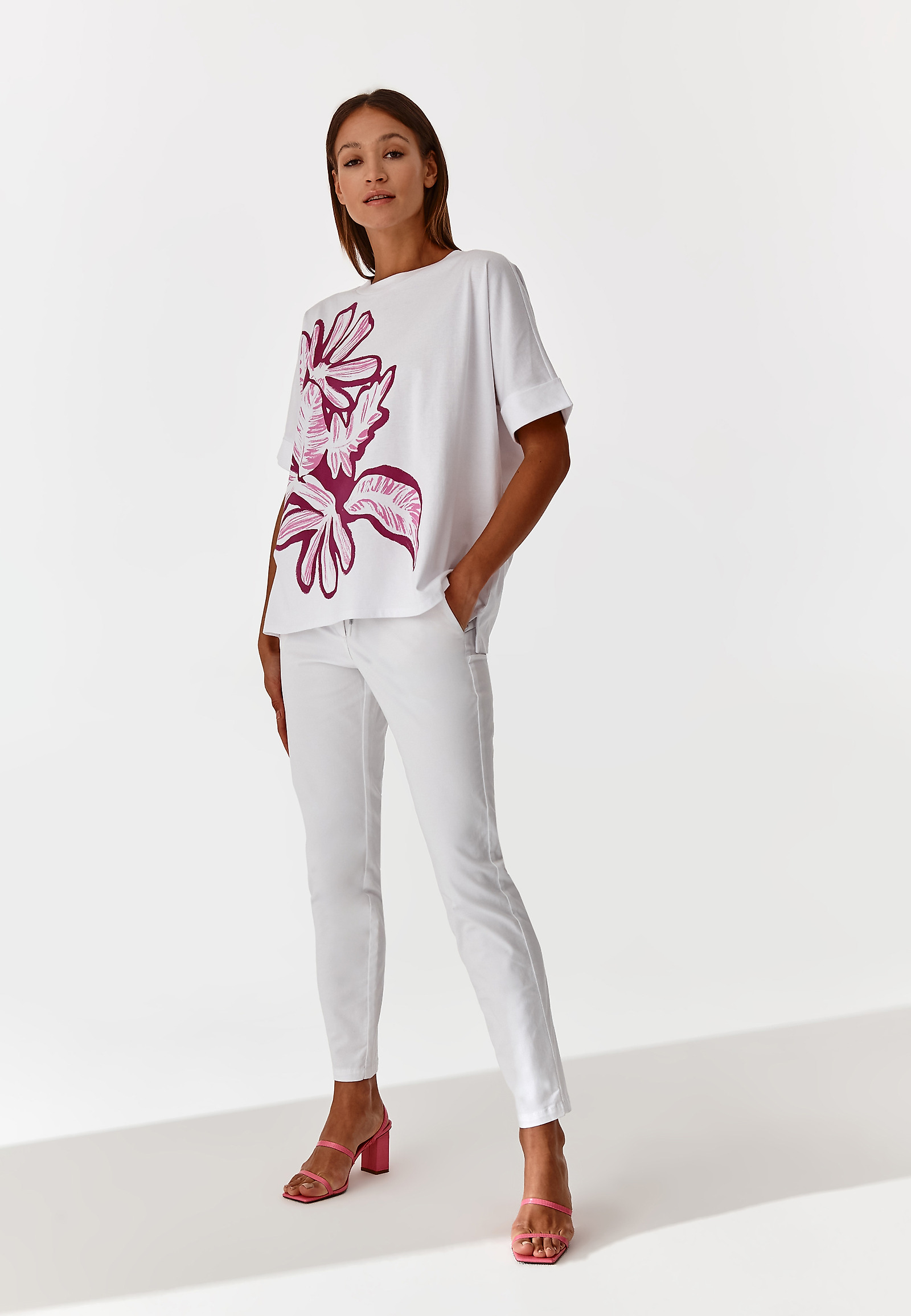 BAWEŁNIANY T-SHIRT DAMSKI  LIKE 14 BAWEŁNIANY T-SHIRT DAMSKI  LIKE 14 BIAŁY 77555