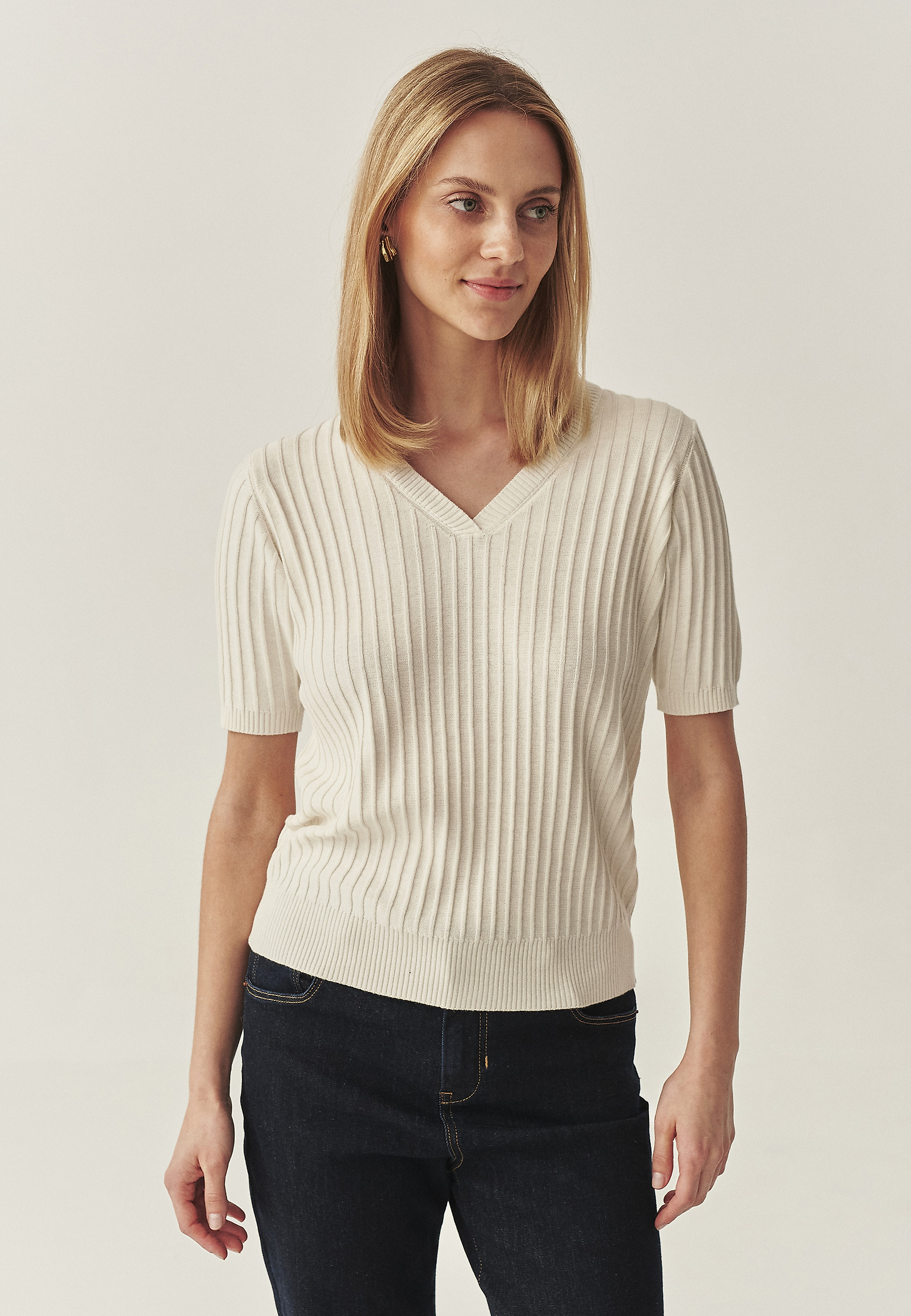 RIBBED JUMPER IN AIRY YARN - SEWILLA RIBBED JUMPER IN AIRY YARN - SEWILLA ECRU 114378