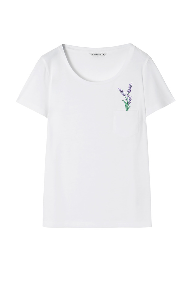 T-SHIRT DAMSKI Z KIESZONKĄ I HAFTEM STENA T-SHIRT DAMSKI Z KIESZONKĄ I HAFTEM STENA BIAŁY 5