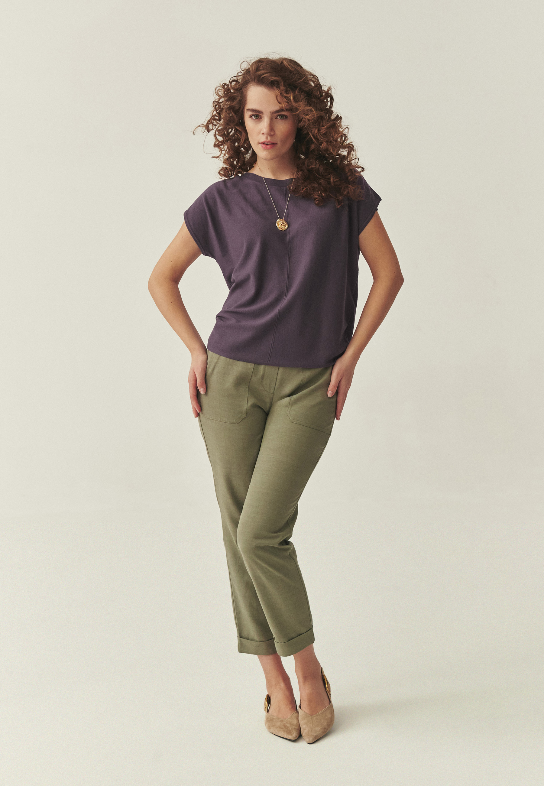 DZIANINOWA BLUZKA Z WISKOZĄ LENZING™ ECOVERO™ - IVENI FIOLETOWY 2