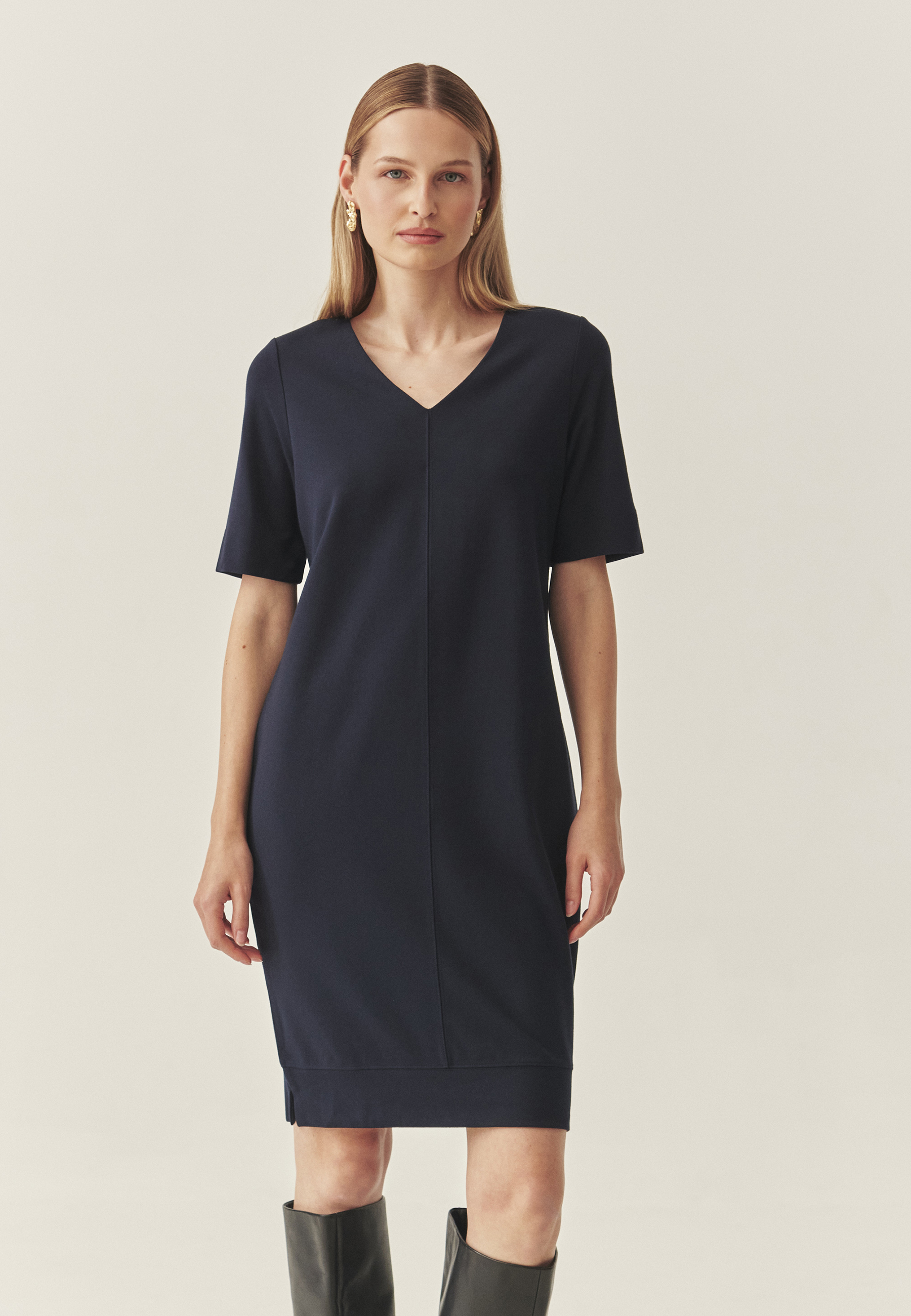 ROCHIE TRICOTATĂ CU MÂNECI SCURTE ȘI CU DECOLTEU ÎN FORMA LITEREI „V” - KOKORA BLEUMARIN 2