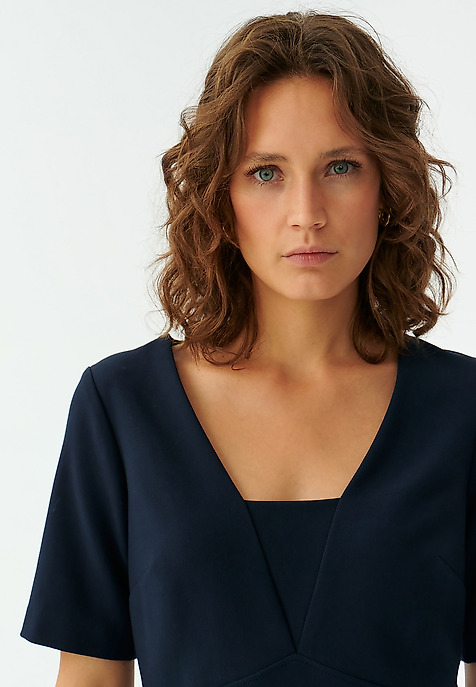 LADIES’ ELEGANT PENCIL DRESS BORKI NAVY BLUE 2