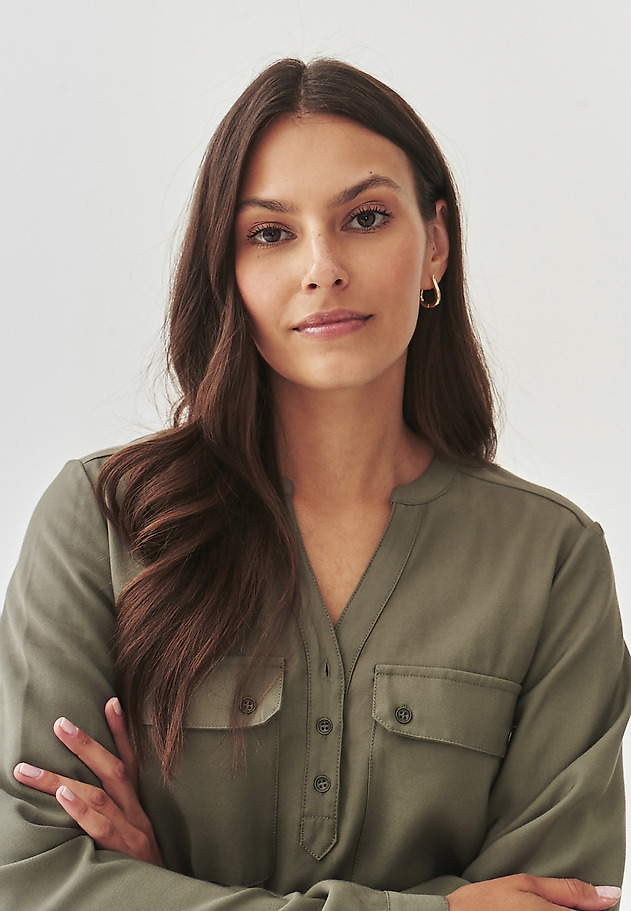 FABRIC DRESS WITH A TIED WAIST BELT - KORMO FABRIC DRESS WITH A TIED WAIST BELT - KORMO KHAKI 4
