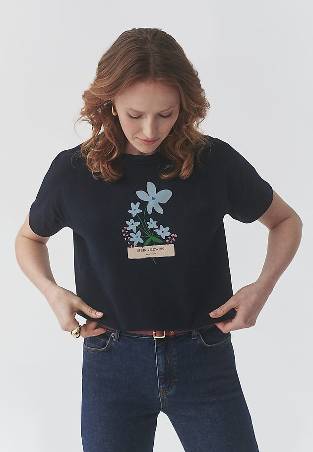 TRICOU DIN BUMBAC, CU IMPRIMEU FLORAL — MALATI TRICOU DIN BUMBAC, CU IMPRIMEU FLORAL — MALATI BLEUMARIN 5