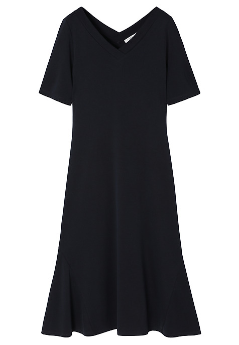 SHORT SLEEVE MIDI DRESS — ARIA 2 NAVY BLUE 2