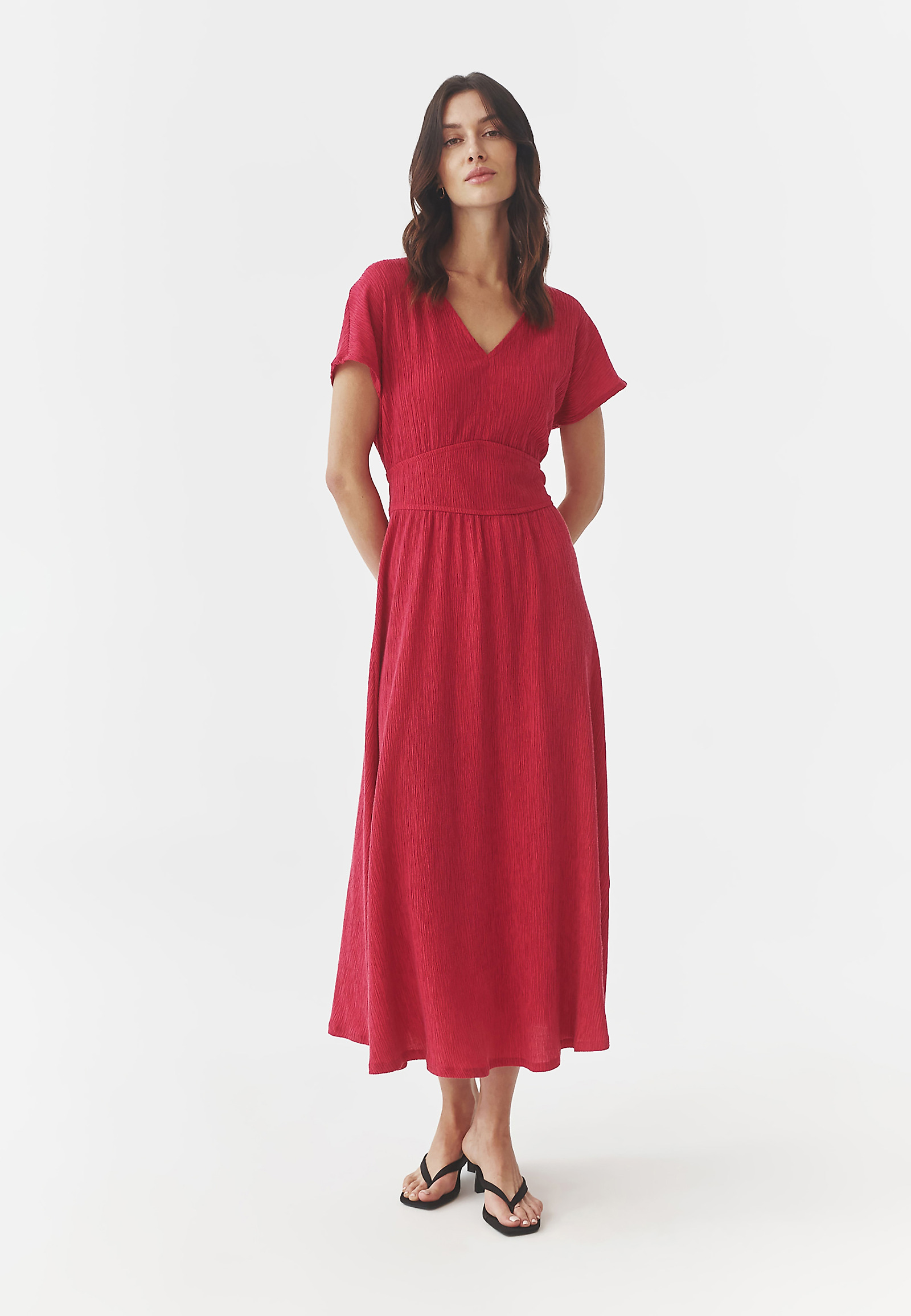 LADIES’ LONG DRESS MADE FROM SHIRRING FABRIC - TABITA LADIES’ LONG DRESS MADE FROM SHIRRING FABRIC - TABITA PINK 97307