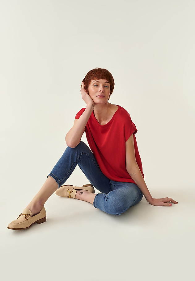 THIN SWEATER MADE FROM COOL VISCOSE LONRI THIN SWEATER MADE FROM COOL VISCOSE LONRI RED 5