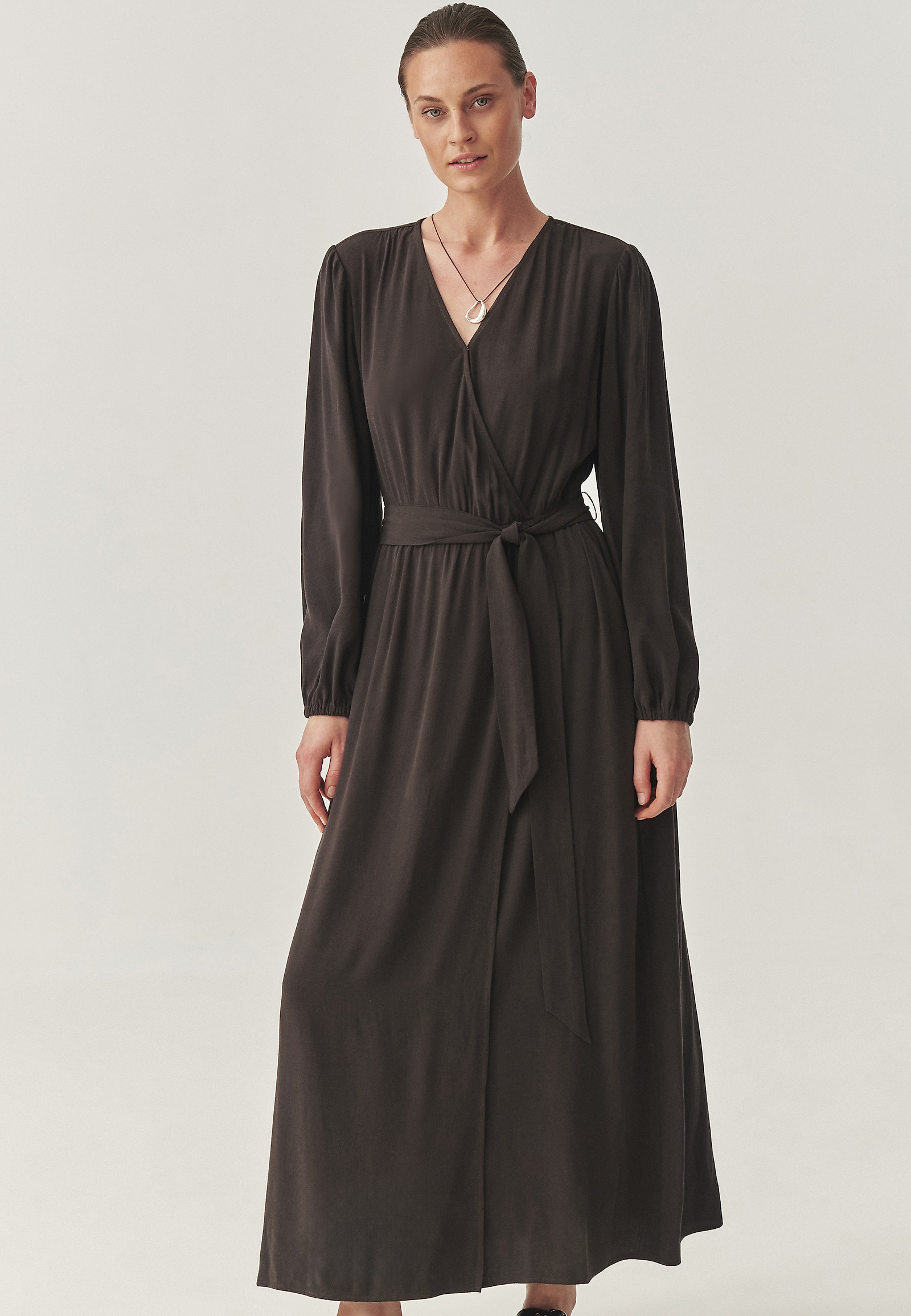 FABRIC DRESS WITH LYOCELL - OSIA FABRIC DRESS WITH LYOCELL - OSIA BROWN 115210