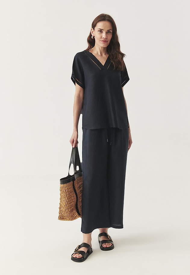 WIDE LEG TROUSERS - PULIO 2 WIDE LEG TROUSERS - PULIO 2 GRANATOWY 2