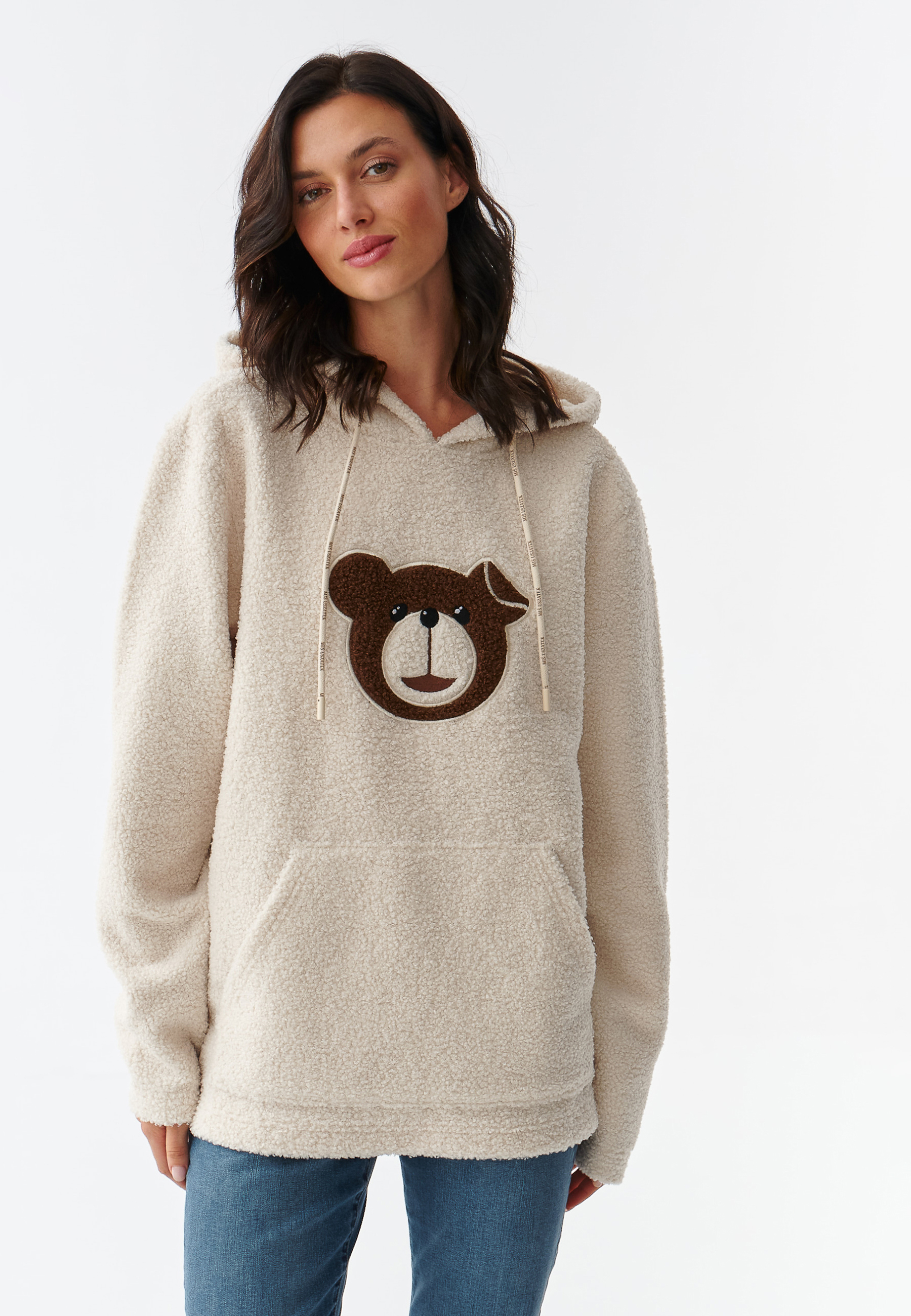BLUZA DAMSKA TYPU OWIECZKA Z NASZYWKĄ Z MISIEM USZATKIEM MARAKIN WOMEN