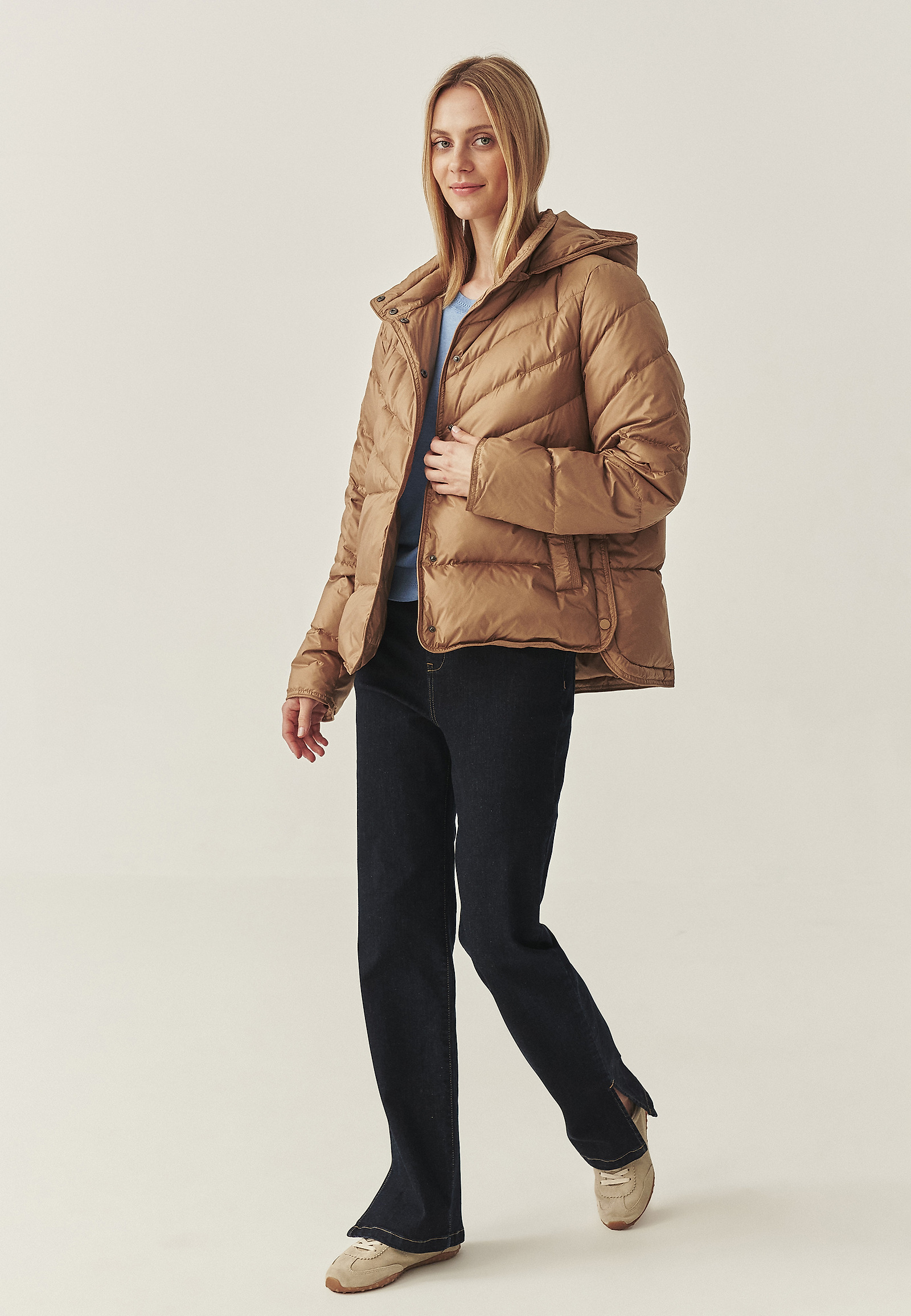 PUCHOWA KURTKA Z KAPTUREM - SAMORI PUCHOWA KURTKA Z KAPTUREM - SAMORI BEŻOWY 114971