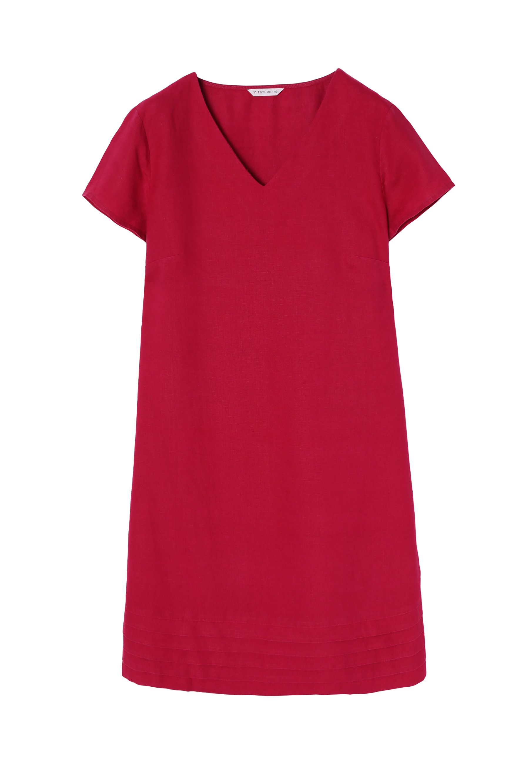 LNIANA TRAPEZOWA SUKIENKA Z KRÓTKIM RĘKAWEM - TWIGA