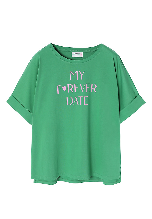 SWOBODNY T-SHIRT DAMSKI Z DRUKOWANYM NAPISEM - LIKE 1 SWOBODNY T-SHIRT DAMSKI Z DRUKOWANYM NAPISEM - LIKE 1 ZIELONY 6