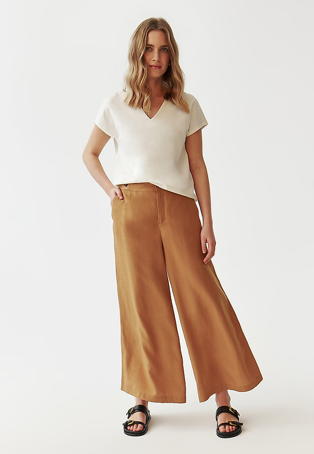 LADIES’ WIDE LEG TROUSERS - MASKANO LADIES’ WIDE LEG TROUSERS - MASKANO BROWN 1