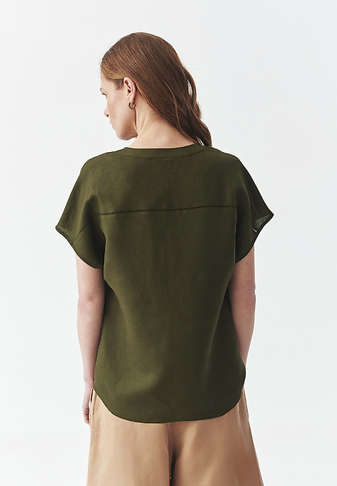 LNIANO-WISKOZOWA BLUZKA - SARAKINO KHAKI 2