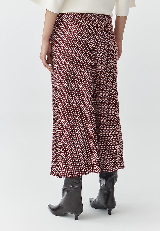 WOVEN MIDI SKIRT WITH SATIN TRIM AND ORIGINAL PATTERN — SATINI 2 WOVEN MIDI SKIRT WITH SATIN TRIM AND ORIGINAL PATTERN — SATINI 2 MULTIKOLOR 3