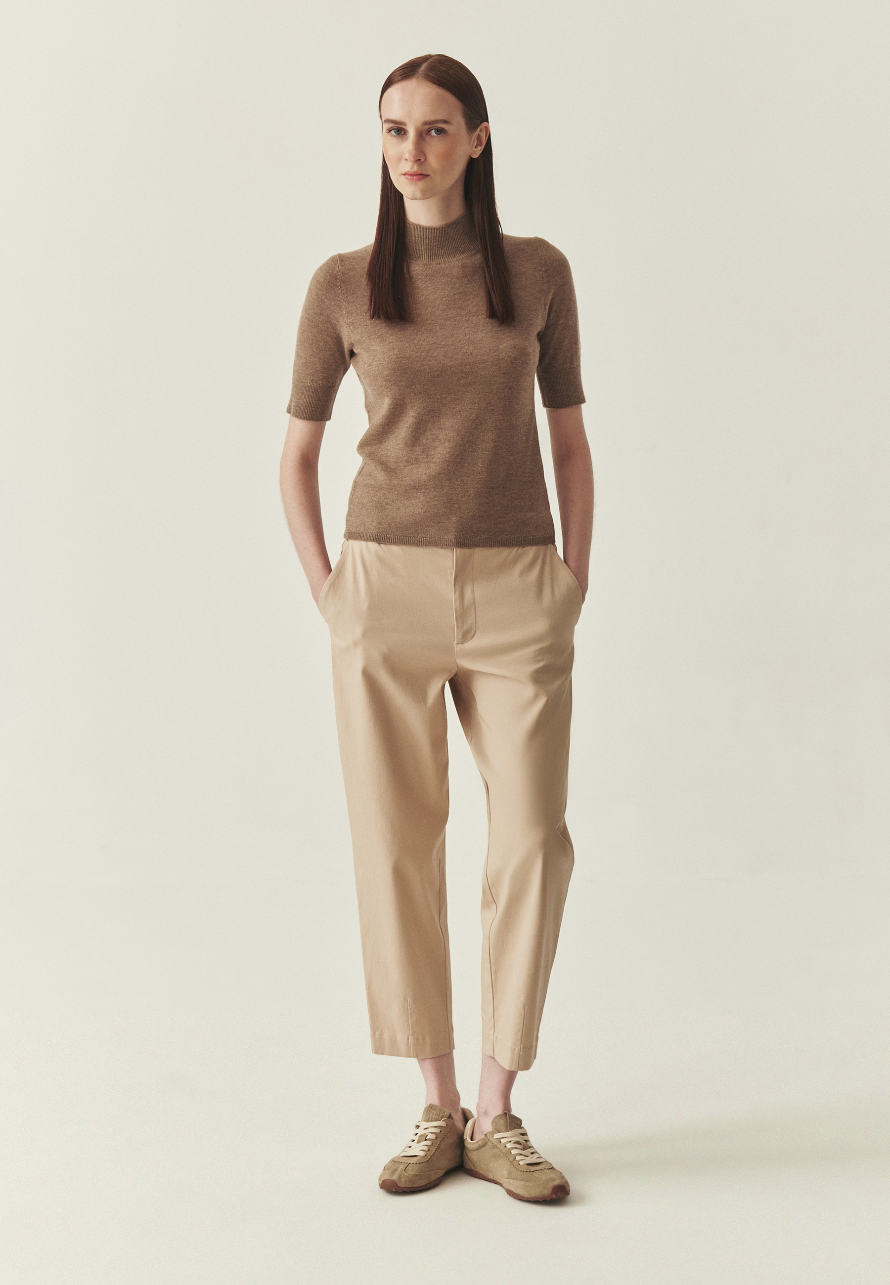 WEŁNIANY SWETER Z GOLFEM - LU BEŻOWY 2