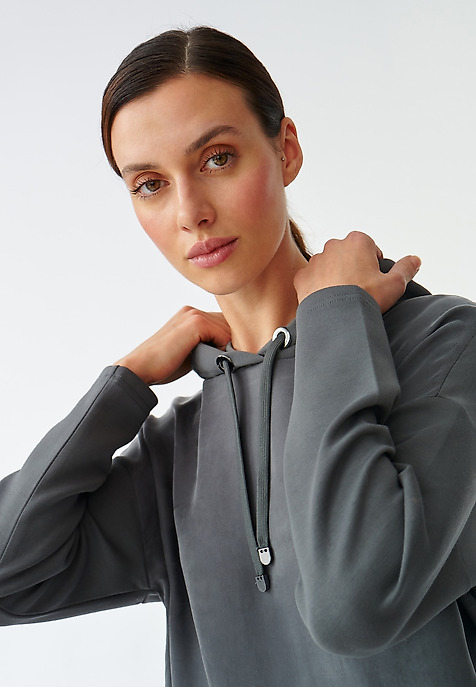 LADIES’ SWEATSHIRT WITH A HOOD MINIKA GREY 2