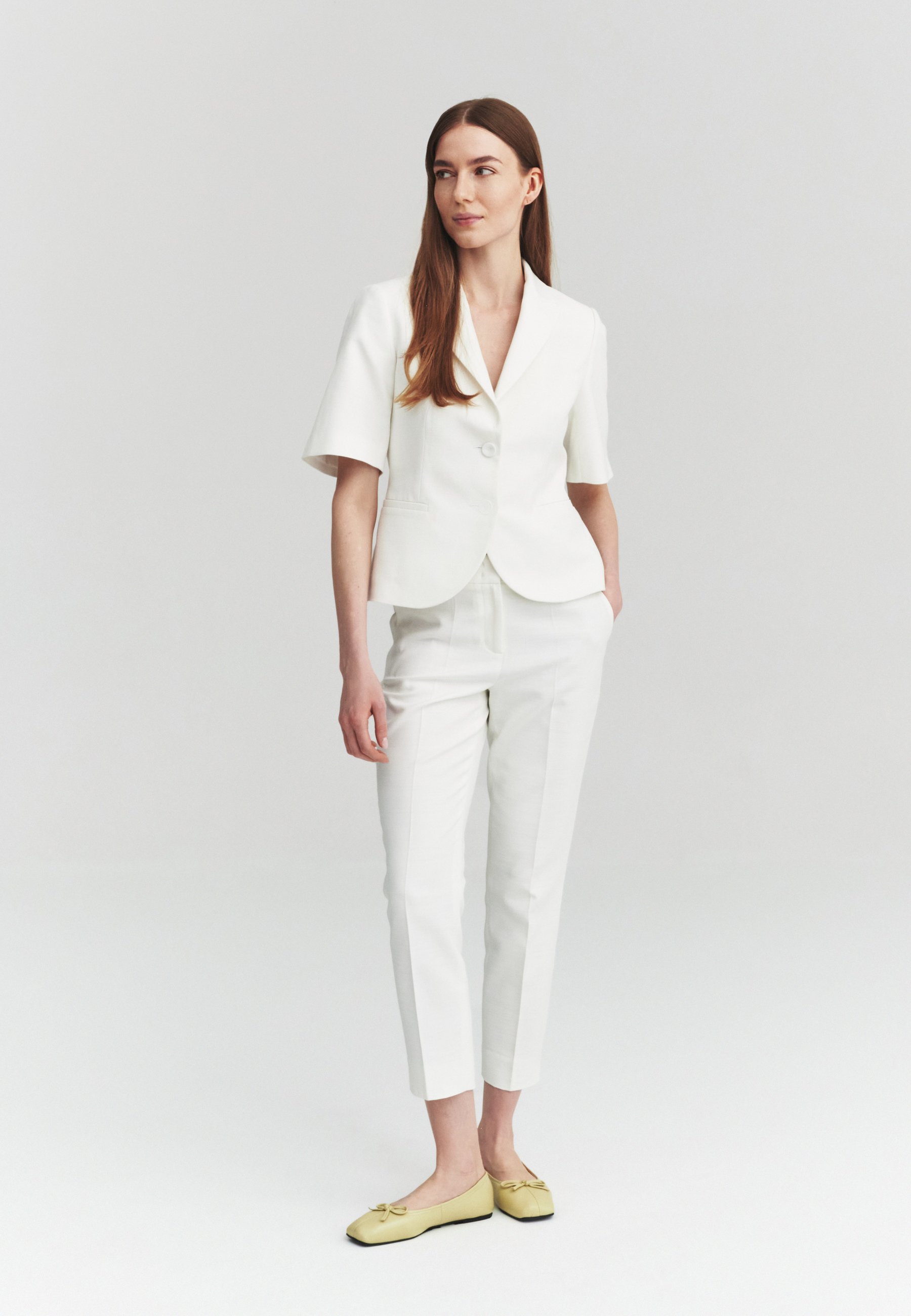 BIAŁY ŻAKIET Z BAWEŁNĄ - SELENI BIAŁY 2