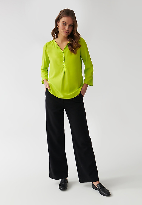 LADIES’ VISCOSE BLOUSE WITH ROLLED-UP SLEEVES - ISOLA GREEN 2