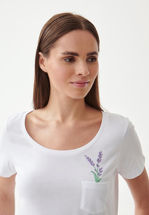 T-SHIRT DAMSKI Z KIESZONKĄ I HAFTEM STENA T-SHIRT DAMSKI Z KIESZONKĄ I HAFTEM STENA BIAŁY 4