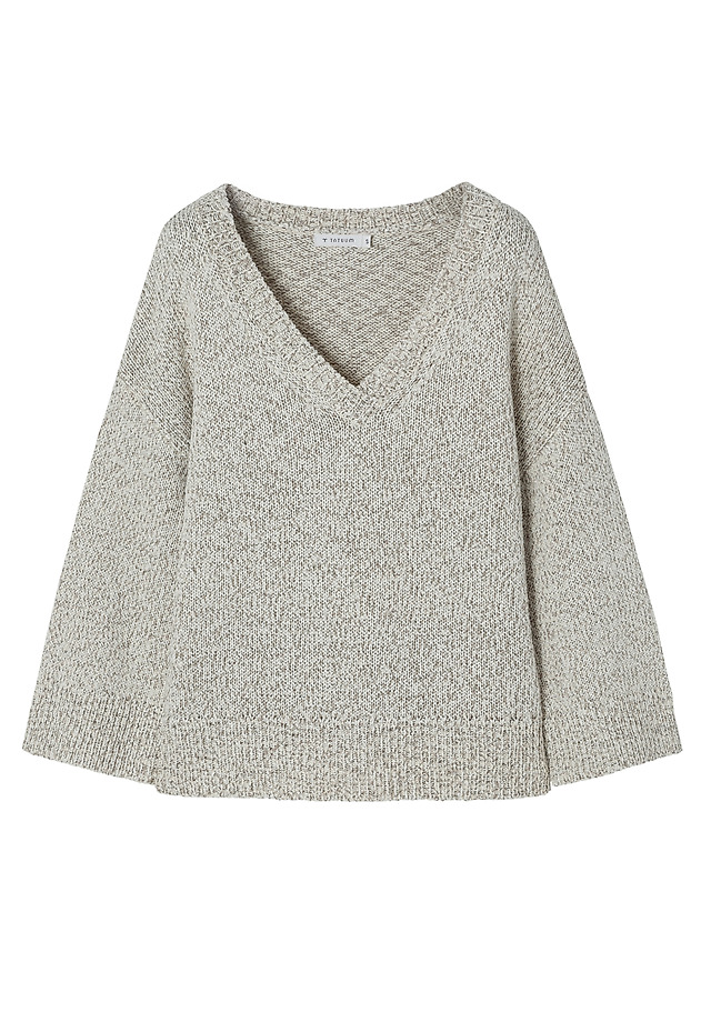 MELANŻOWY SWETER Z BAWEŁNĄ - HELENIS 1 MELANŻOWY SWETER Z BAWEŁNĄ - HELENIS 1 BEŻOWY 6
