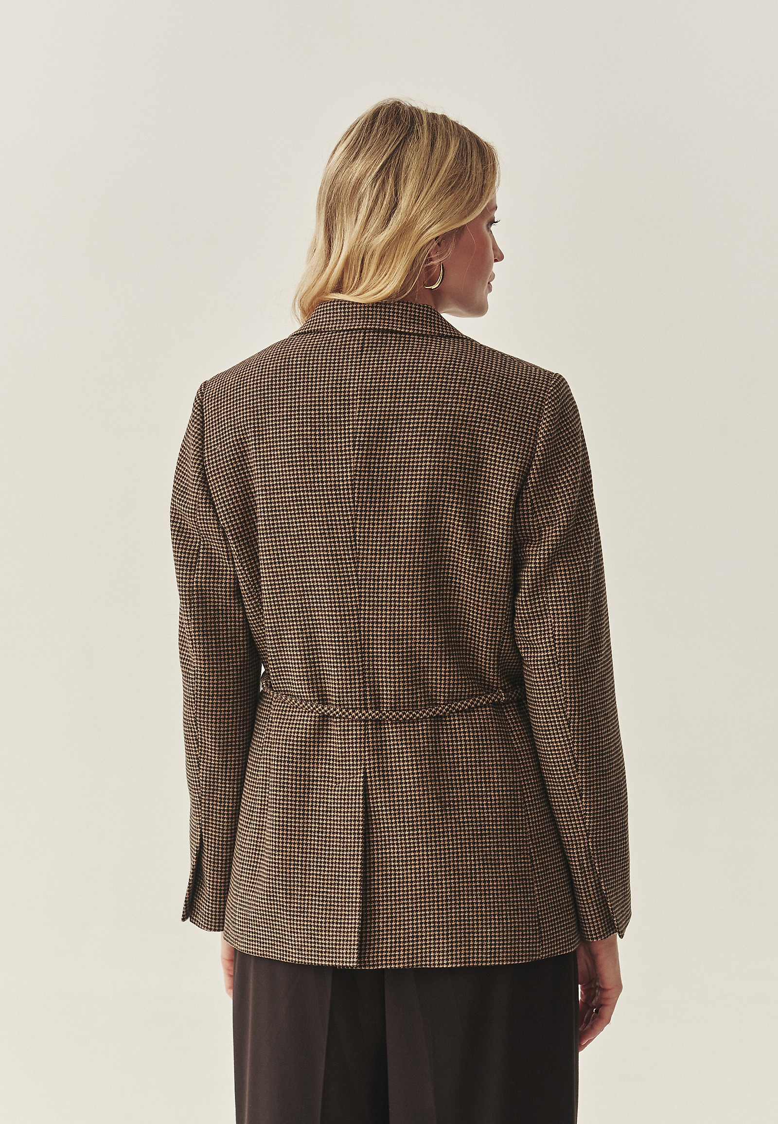 JACHETA DIN LÂNĂ HOUNDSTOOTH - SOMA JACHETA DIN LÂNĂ HOUNDSTOOTH - SOMA BEJ 117390