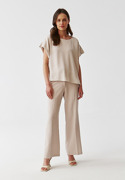 BLUZĂ DE DAMĂ, DIN SATIN, CU CROIALĂ OVERSIZE - IRMINA BEJ 2
