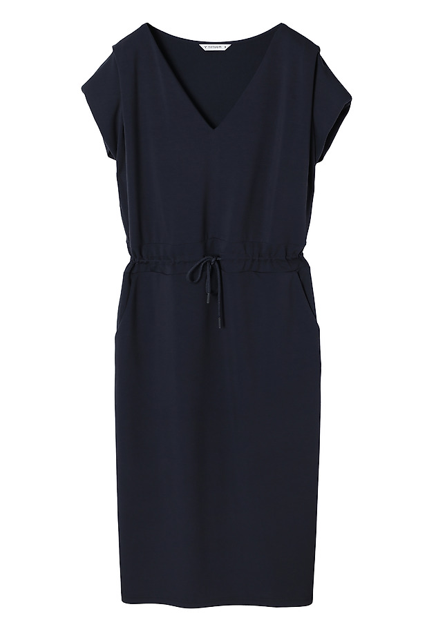 LADIES’ MIDI DRESS WITH V-SHAPED NECKLINE - MANDY LADIES’ MIDI DRESS WITH V-SHAPED NECKLINE - MANDY GRANATOWY 6