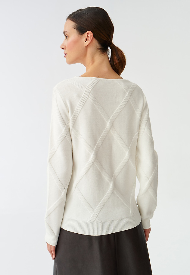 LADIES’ SWEATER WITH DIAMOND PATTERN BUMO LADIES’ SWEATER WITH DIAMOND PATTERN BUMO ECRU 4