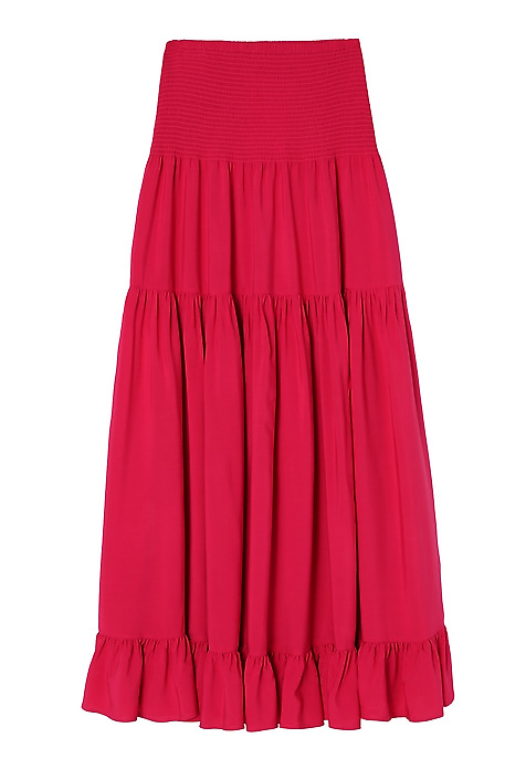 LADIES’ LONG SKIRT WITH A FRILL - EFIA 1 PINK 2