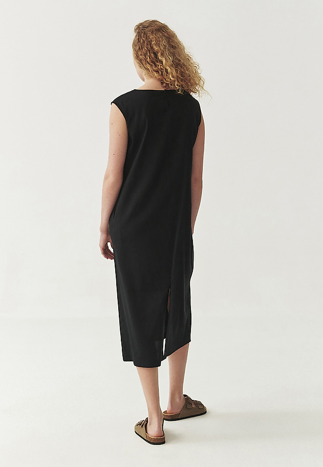 CLASSIC HEMP WOVEN MIDI DRESS - KOKI CLASSIC HEMP WOVEN MIDI DRESS - KOKI CZARNY 3