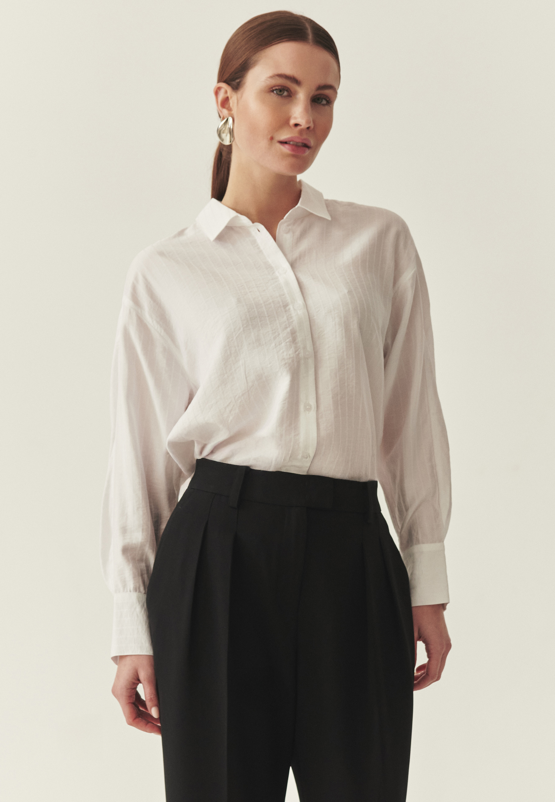 SATYNOWA KOSZULA W PASKI - NAYA BIAŁY 2