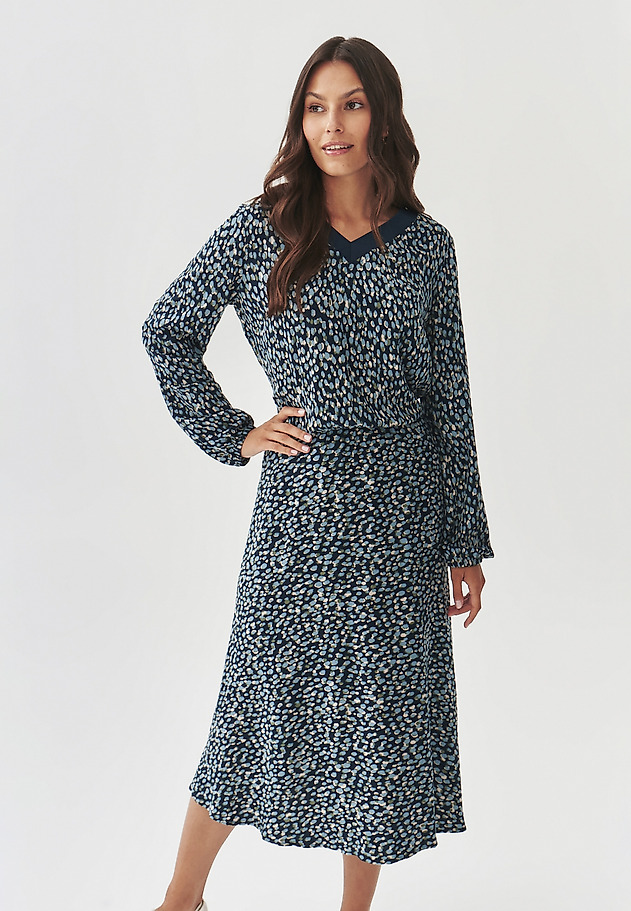 FABRIC DRESS WITH V-NECKLINE - SPLATI FABRIC DRESS WITH V-NECKLINE - SPLATI MULTIKOLOR 2