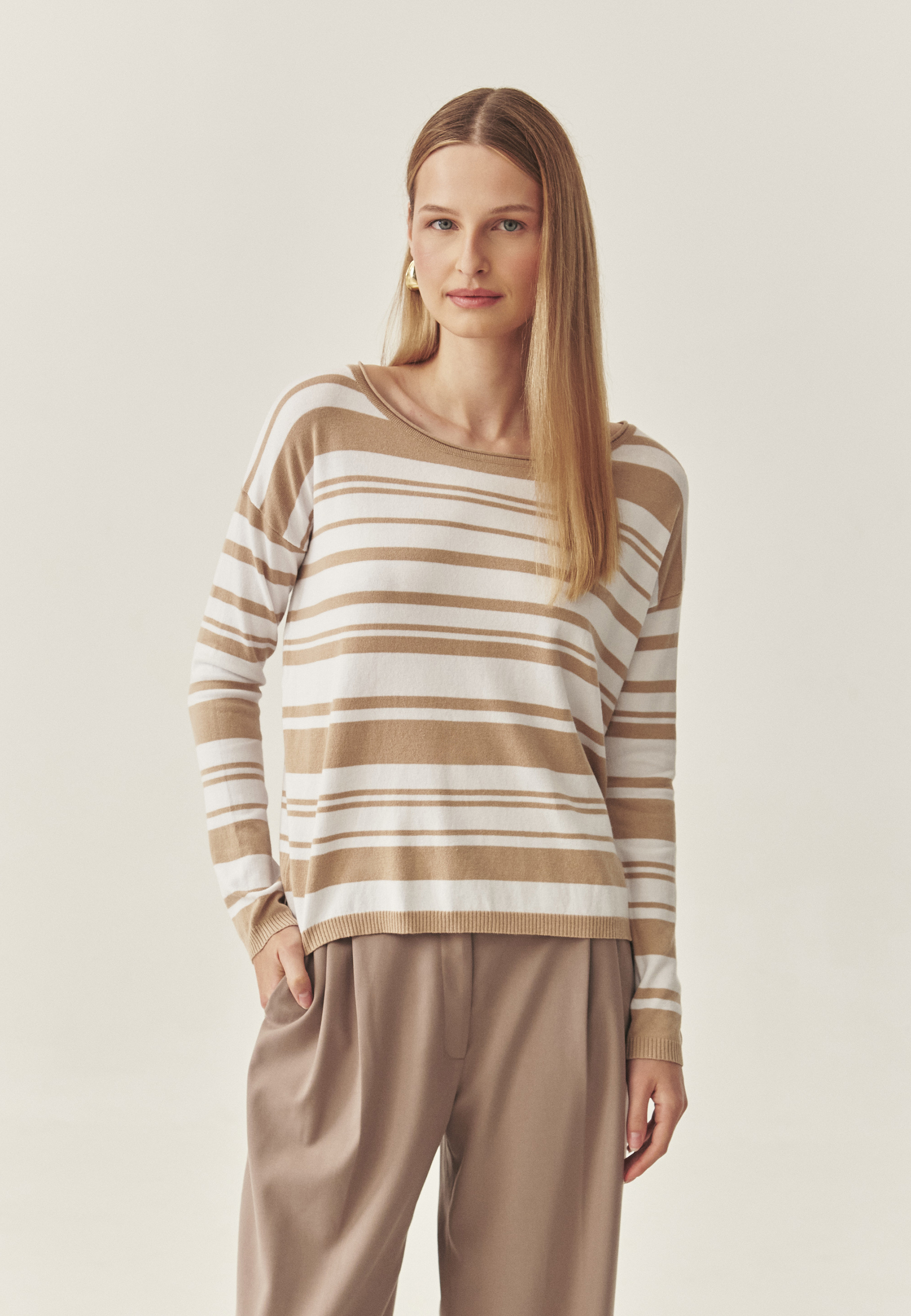 PULOVER DE DAMĂ CU DUNGI NEREGULATE - STRIPPI MULTICOLOR 2