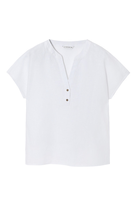 LADIES’ LINEN BLOUSE WITH COCONUT BUTTONS - MARELLI WHITE 2