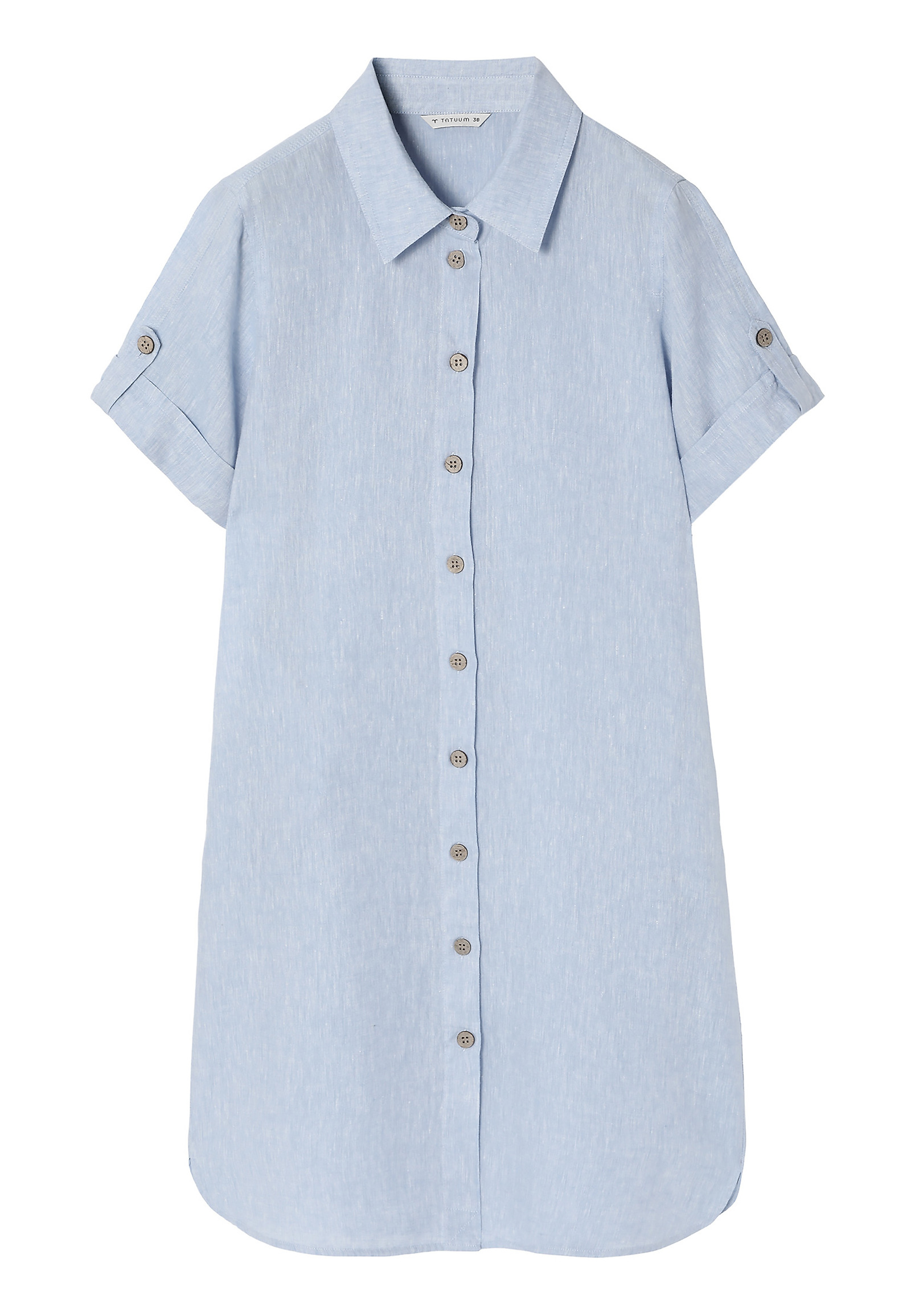 LADIES’ LINEN BUTTONED DRESS WITH SHORT SLEEVES - ZALWA LADIES’ LINEN BUTTONED DRESS WITH SHORT SLEEVES - ZALWA BLUE 98412