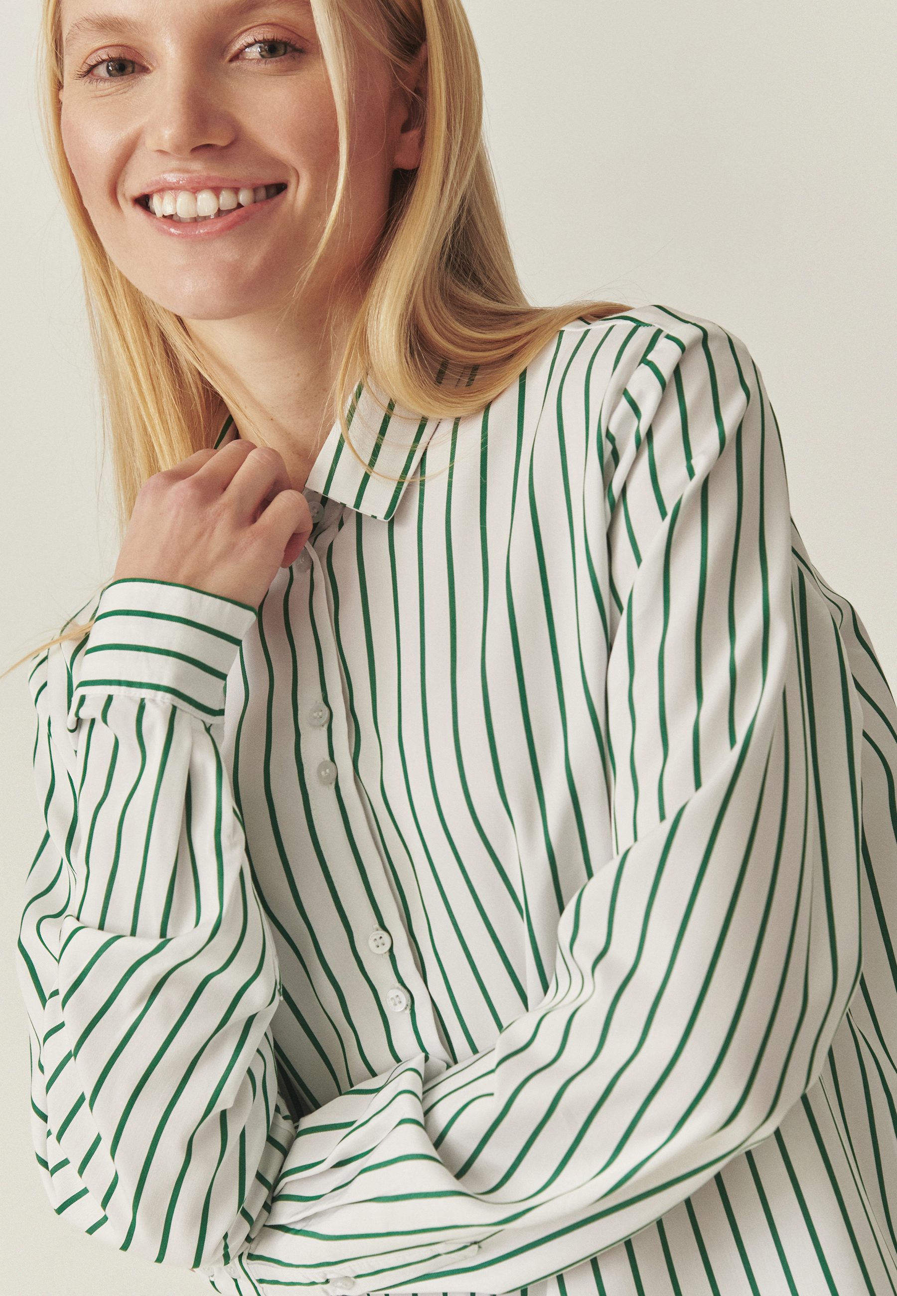 CĂMAȘĂ DIN ȚESĂTURĂ, CU DUNGI VERZI — ENMO 1 MULTICOLOR 2