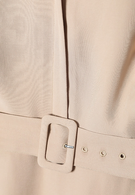 LADIES’ MIDI SHORT-SLEEVED DRESS WITH BELT AND A BUCKLE - KORMI BEIGE 2