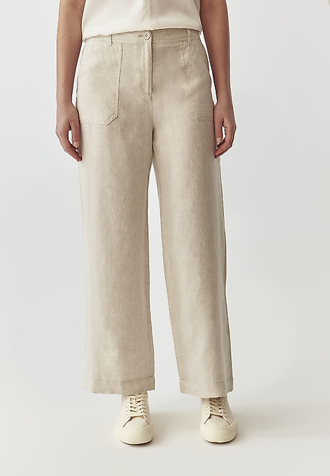 PANTALONI DE DAMĂ, DIN IN, CU CROIALĂ CASUAL - TORKO 1 BEJ 2