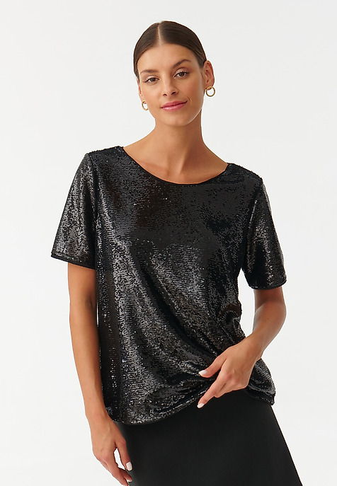 LADIES’ SEQUINED BLOUSE VELVITA BLACK 2