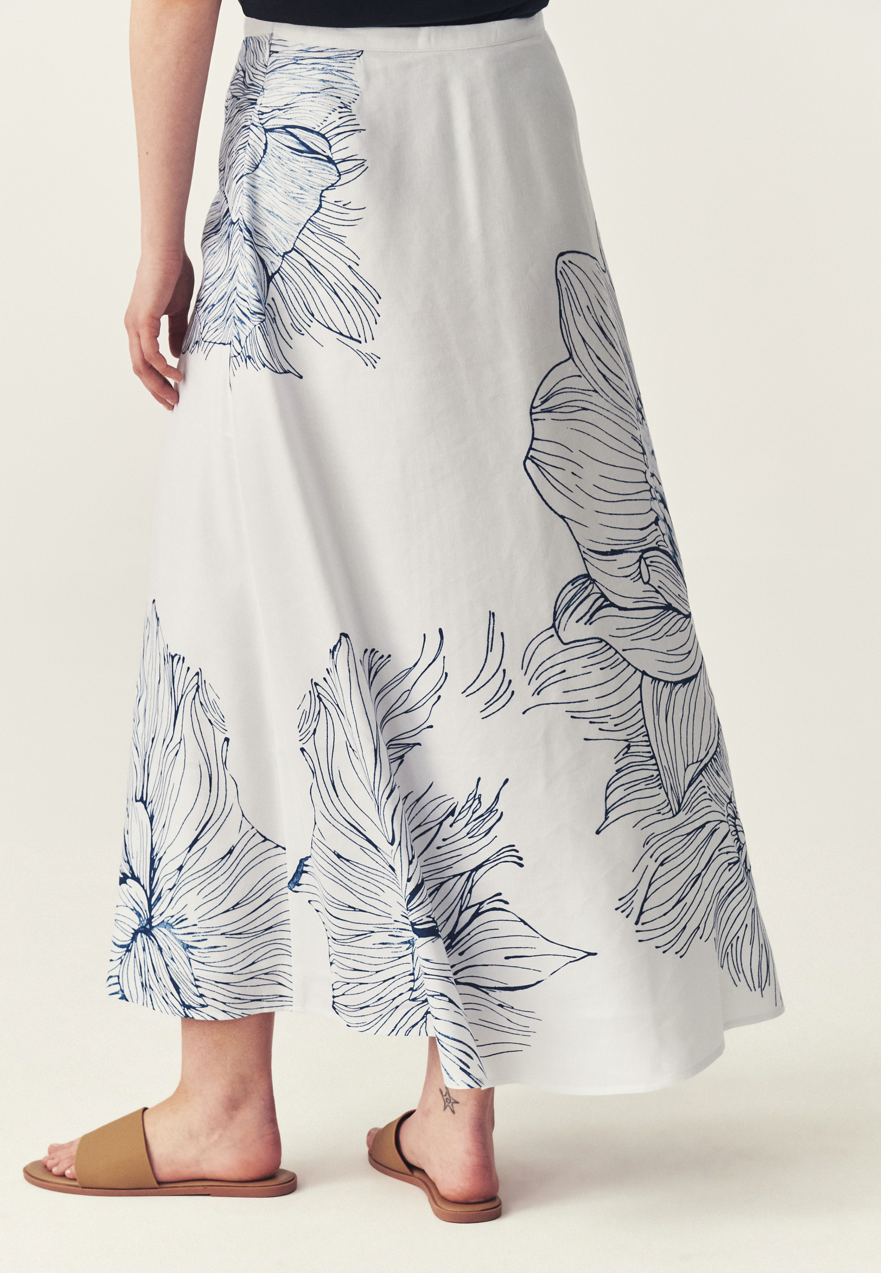 WZORZYSTA SPÓDNICA Z LNEM - TOSITA