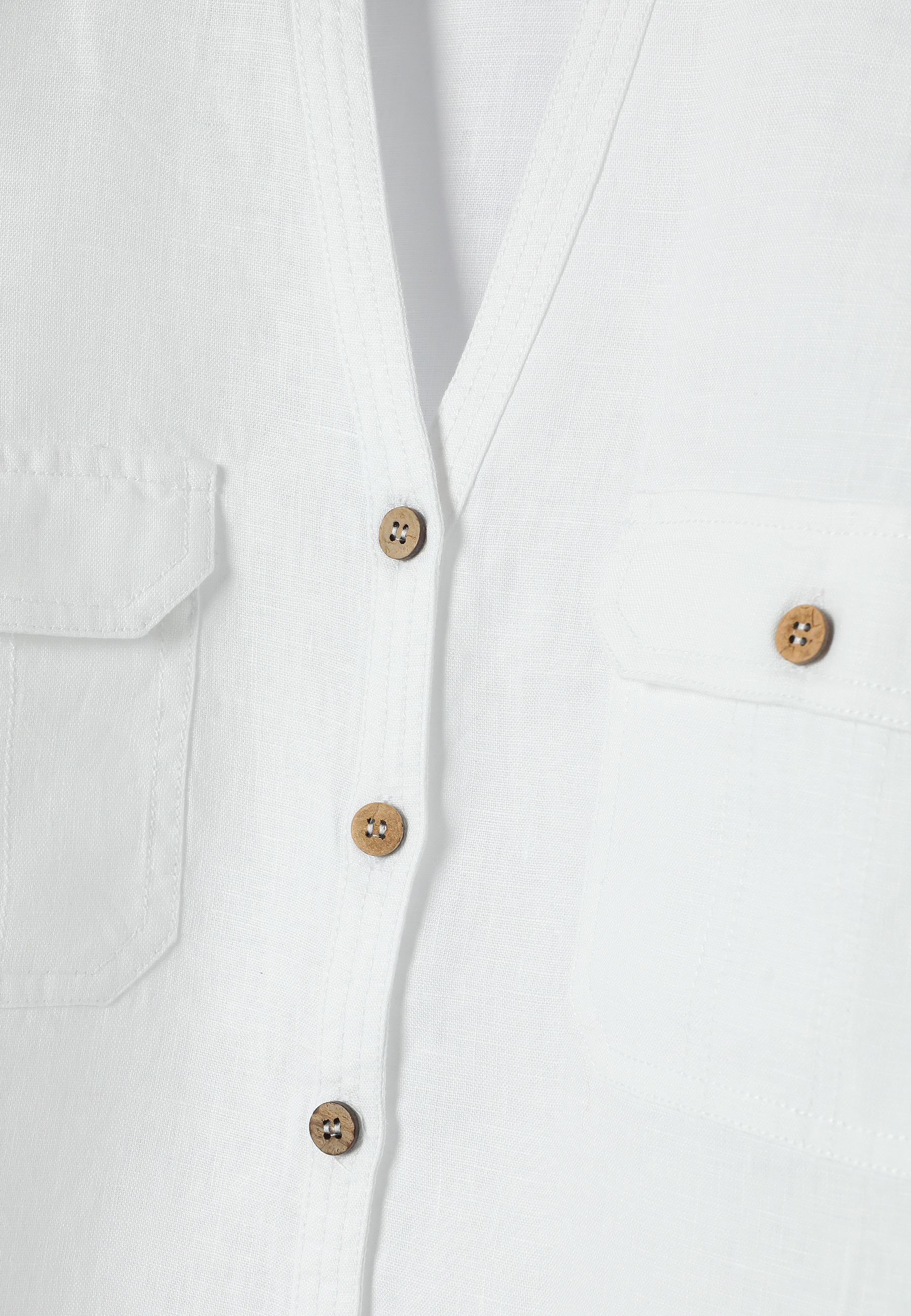 CĂMAȘĂ DIN IN, CU BUZUNARE - JUSTYNA ALB 2