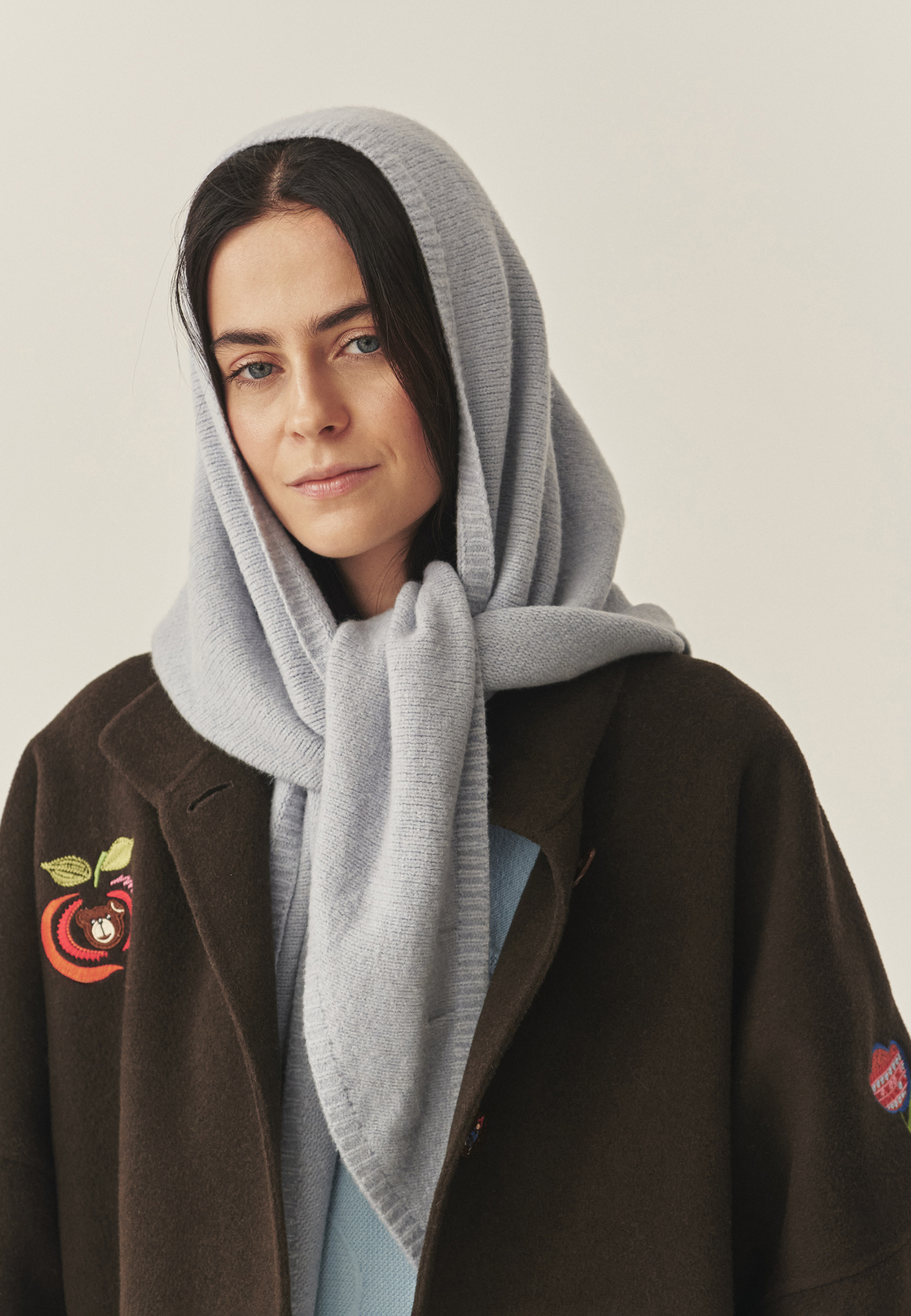 TROJUHELNÍKOVÝ ŠÁL S VLNĚNOU SMĚSÍ - SNUGA 2 MODRÁ 2