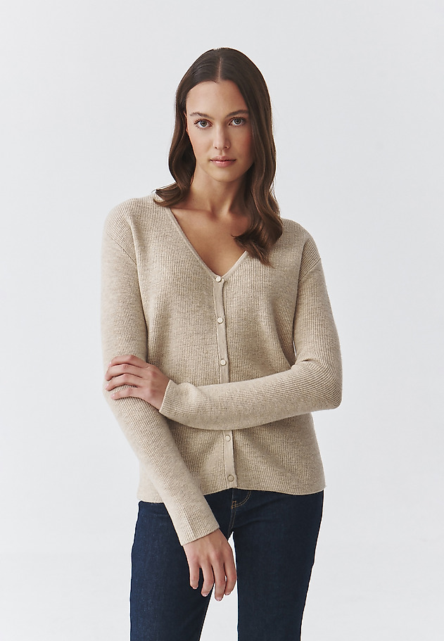ROZPINANY SWETER DAMSKI Z WEŁNY MERINO — ELLA ROZPINANY SWETER DAMSKI Z WEŁNY MERINO — ELLA BEŻOWY 1