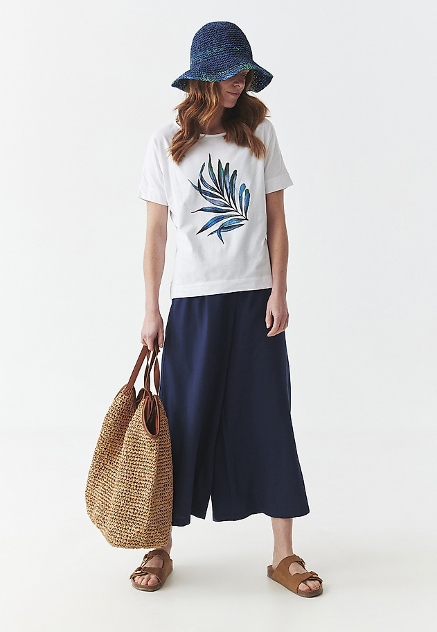 COTTON T-SHIRT WITH FLORAL PRINT - LALI 5 COTTON T-SHIRT WITH FLORAL PRINT - LALI 5 BIAŁY 4